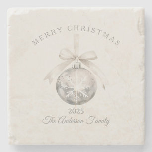 Custom cream rustic ornament Christmas gift Stone Coaster
