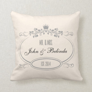 Custom Cream vintage retro frame Wedding Pillow