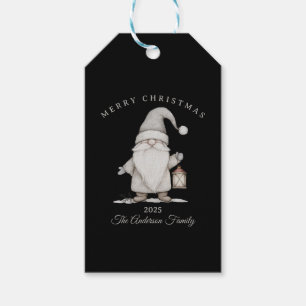 Custom cream white gnome Christmas gift Tags