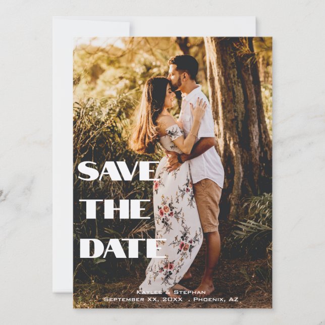 Custom Create Modern Elegant Personalised Photo Save The Date (Front)