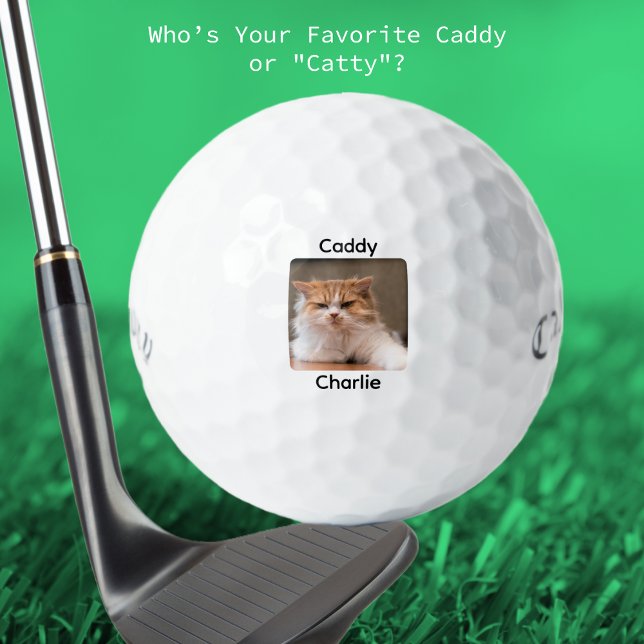 Custom Create Your Own Cat Photo Personalised  Golf Balls (Cat Photo Personalized with name. Funny and cute golfer gift.)