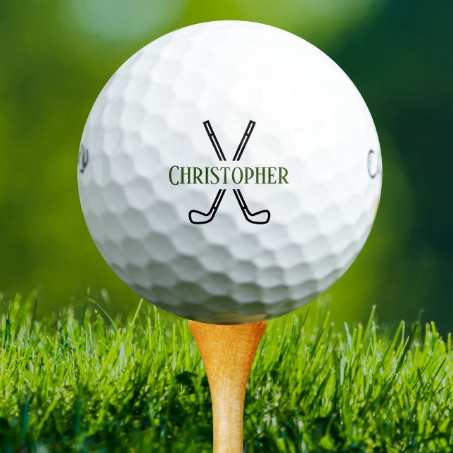 Custom Create Your Own Golf Theme Monogrammed Balls (Golf themed monogrammed logo style with golf clubs. Modern and simple design for golfers. )