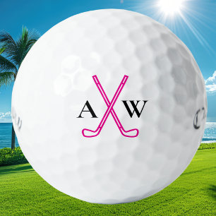Custom Create Your Own Pink Initial Monogram Golf Balls