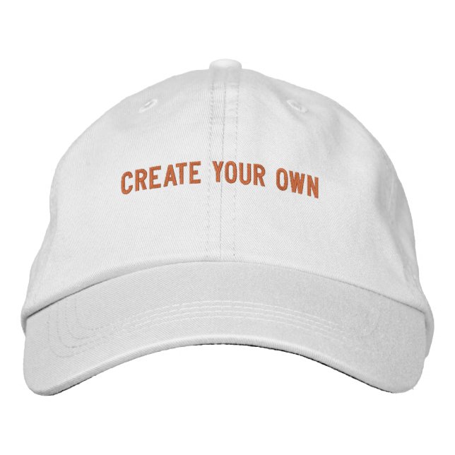 Custom Create Your Own text Tangerine Colour Embroidered Hat (Front)