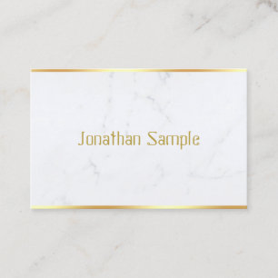 Custom Creative Modern White Marble Gold Text Business Card