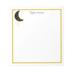 Custom Crescent Moon Floral Notepad