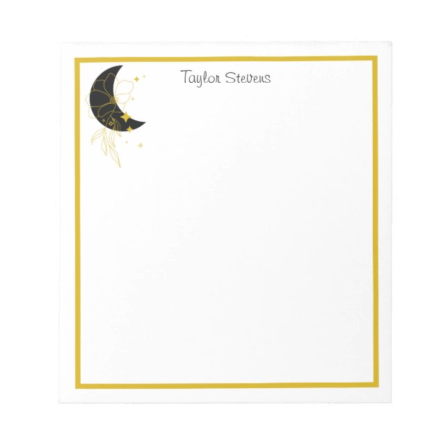Custom Crescent Moon Floral Notepad (Front)