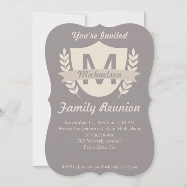Custom Crest Family Reunion Invitations (Front)