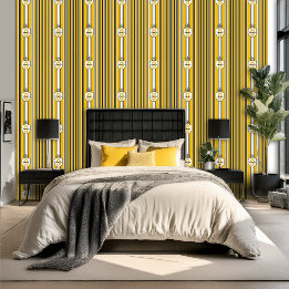 Custom Crest Yellow Black Stripe Peel and Stick  Wallpaper