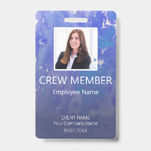 Custom Crew Member Barcode Event Violet Badge ID Badge