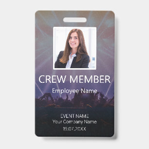 Custom Crew Member Event Badge ID Badge