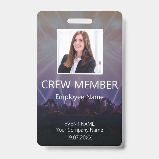 Custom Crew Member Event Badge ID Badge (Front)