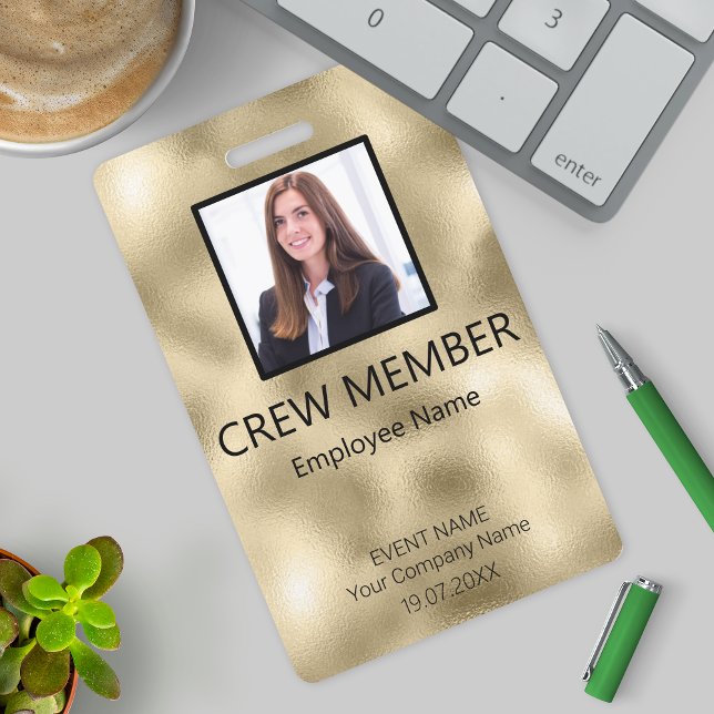 Custom Crew Member Event Gold Badge ID Badge (Creator Uploaded)