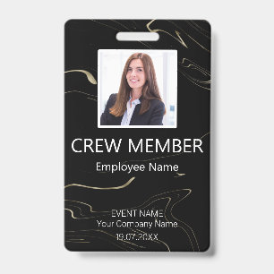 Custom Crew Member Event Marbling Badge ID Badge