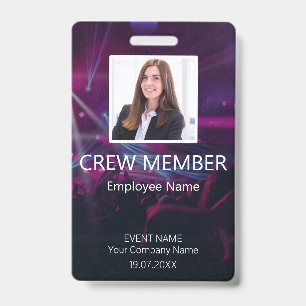 Custom Crew Member Event  Purple Badge ID Badge