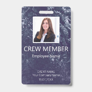 Custom Crew Member QR Code Event Blue Badge ID Badge