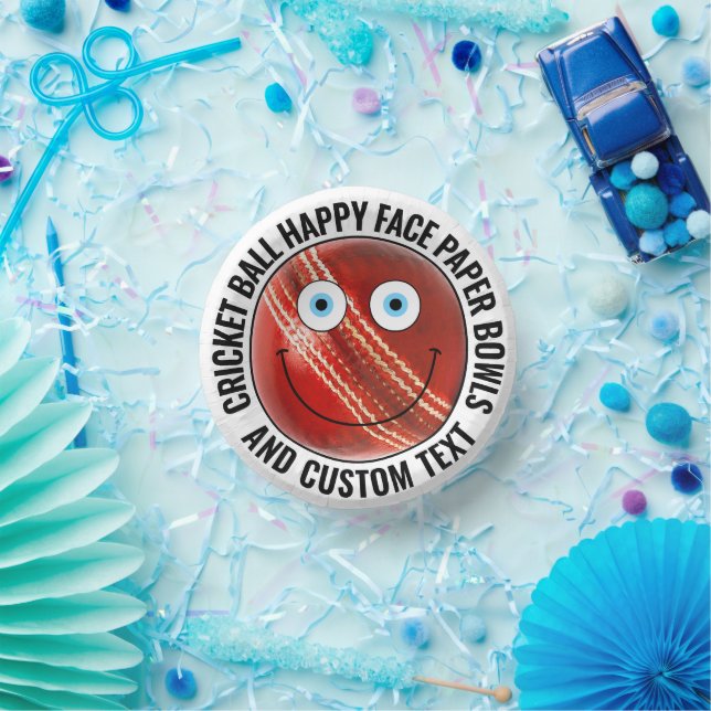 Custom Cricket Theme Party BLUE EYES Happy Face 7" Paper Plate (Party)