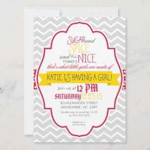 Custom crimson gold chevron baby shower invitation