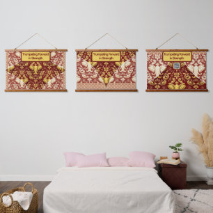 Custom Crimson Red & Gold Elephant Wall Covering Hanging Tapestry