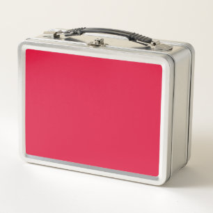 Custom Crimson Red + Light Beige Tin Lunchbox