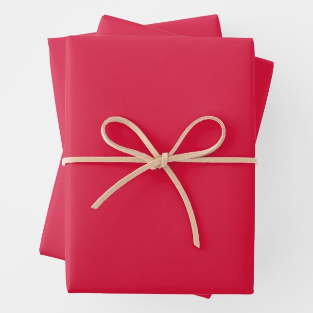 Custom Crimson Red Wrapping Paper Set (3 Sheets) (In situ)