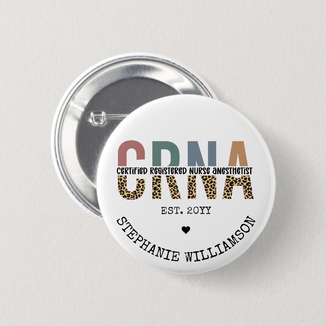 Custom CRNA Certified Registered Nurse Anaesthetis 6 Cm Round Badge (Front & Back)