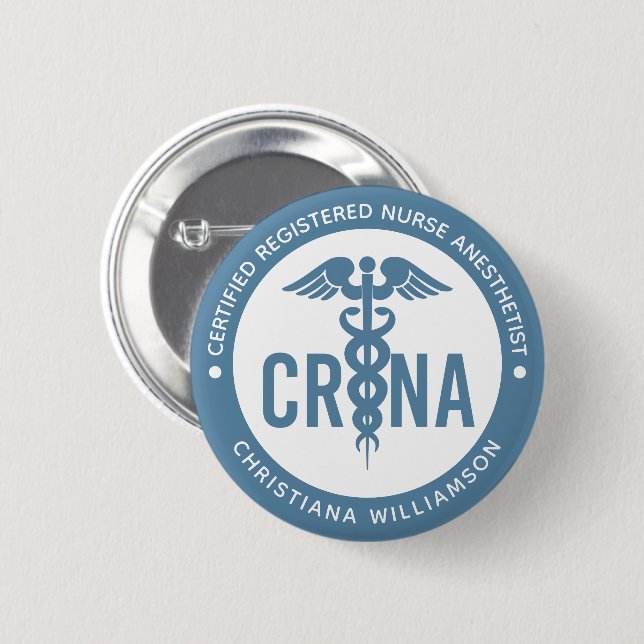 Custom CRNA Certified Registered Nurse Anaesthetis 6 Cm Round Badge (Front & Back)