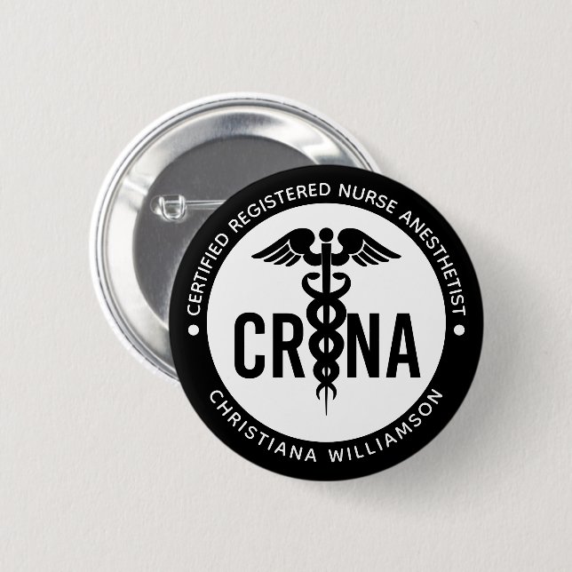 Custom CRNA Certified Registered Nurse Anaesthetis 6 Cm Round Badge (Front & Back)