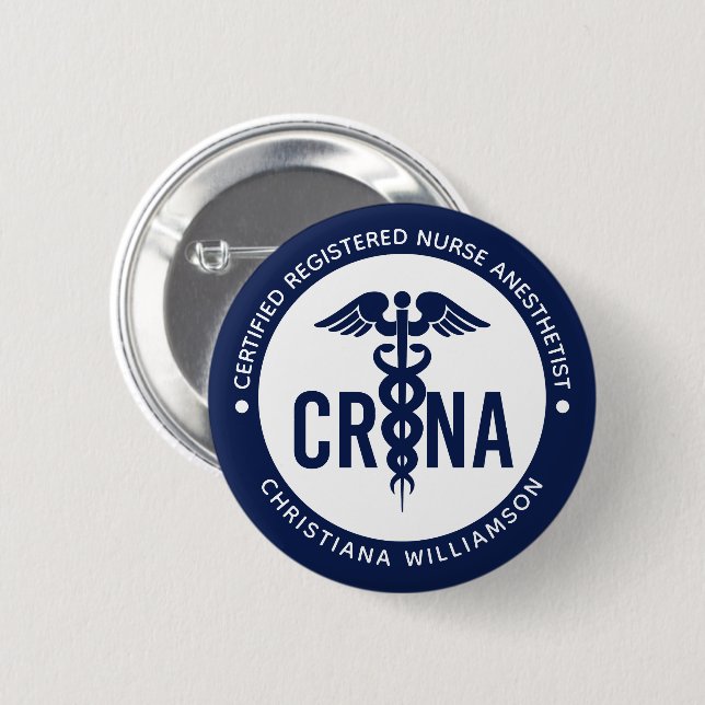 Custom CRNA Certified Registered Nurse Anaesthetis 6 Cm Round Badge (Front & Back)