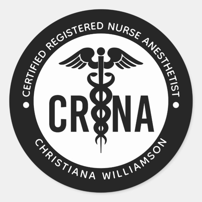 Custom CRNA Certified Registered Nurse Anaesthetis Classic Round Sticker (Front)