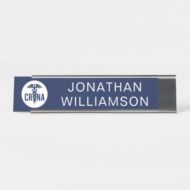 Custom CRNA Certified Registered Nurse Anaesthetis Desk Name Plate (Front)