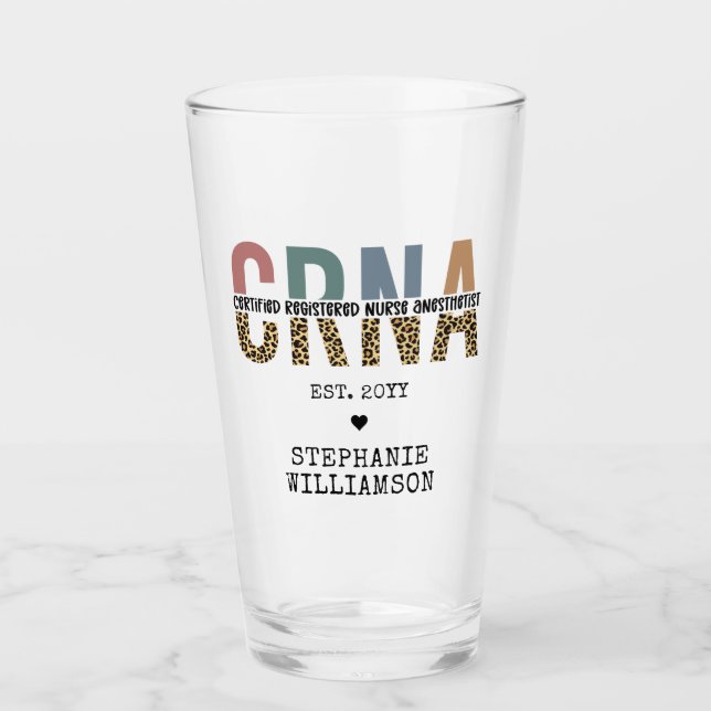 Custom CRNA Certified Registered Nurse Anaesthetis Glass (Front)
