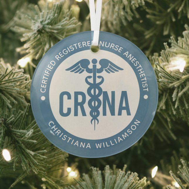 Custom CRNA Certified Registered Nurse Anaesthetis Glass Tree Decoration (Insitu)