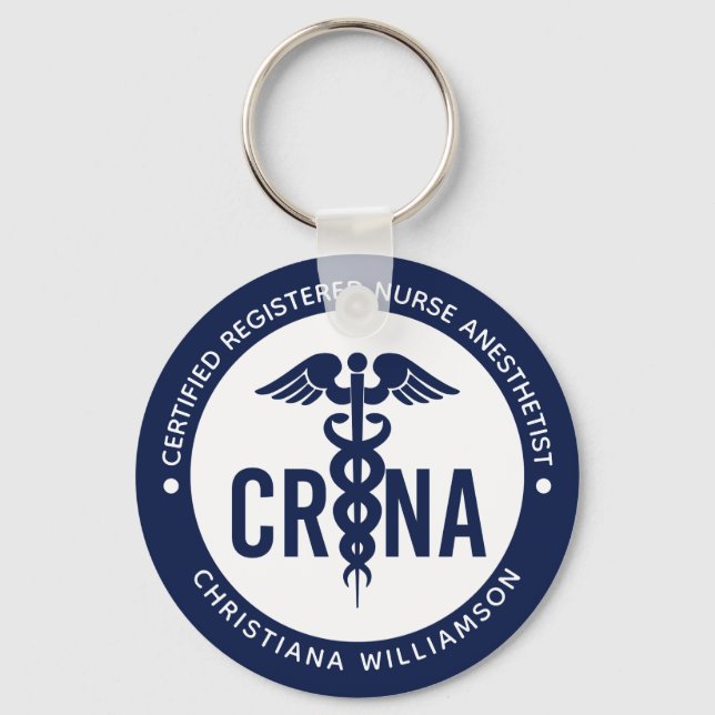 Custom CRNA Certified Registered Nurse Anaesthetis Key Ring (Front)