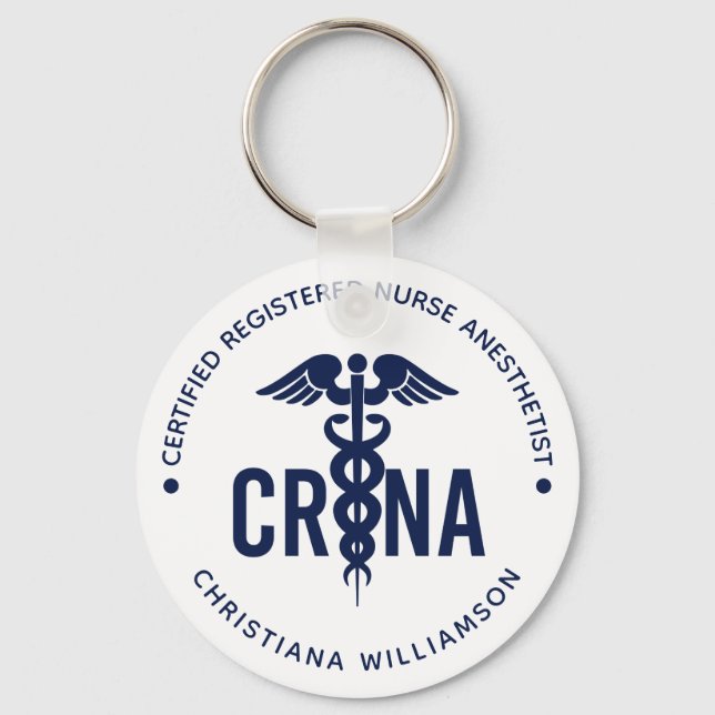 Custom CRNA Certified Registered Nurse Anaesthetis Key Ring (Front)