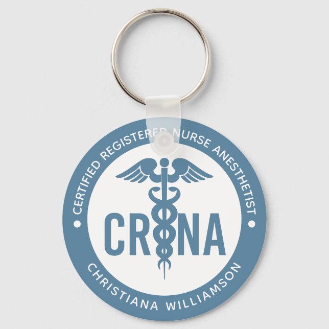 Custom CRNA Certified Registered Nurse Anaesthetis Key Ring (Front)