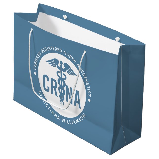Custom CRNA Certified Registered Nurse Anaesthetis Large Gift Bag (Front Angled)