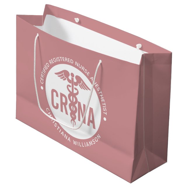 Custom CRNA Certified Registered Nurse Anaesthetis Large Gift Bag (Front Angled)