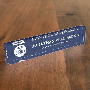 Custom CRNA Certified Registered Nurse Anaesthetis Nameplate
