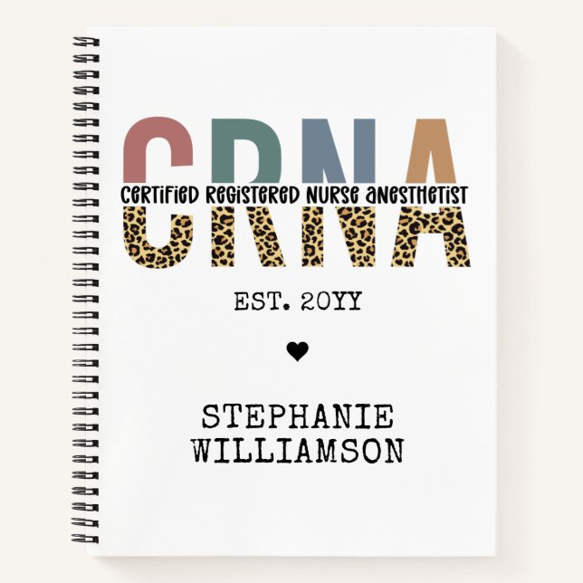Custom CRNA Certified Registered Nurse Anaesthetis Notebook (Front)
