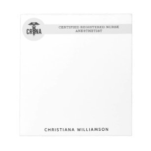 Custom CRNA Certified Registered Nurse Anaesthetis Notepad