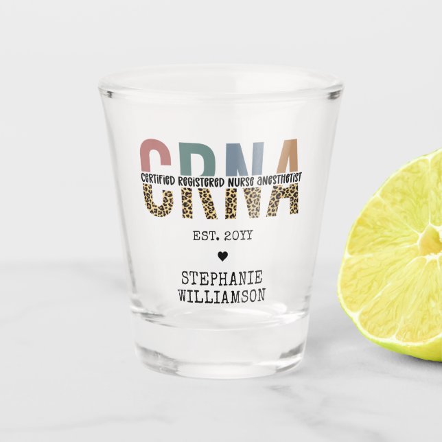 Custom CRNA Certified Registered Nurse Anaesthetis Shot Glass (Front)