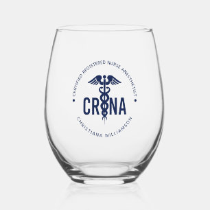 Custom CRNA Certified Registered Nurse Anaesthetis Stemless Wine Glass
