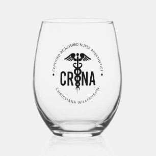 Custom CRNA Certified Registered Nurse Anaesthetis Stemless Wine Glass