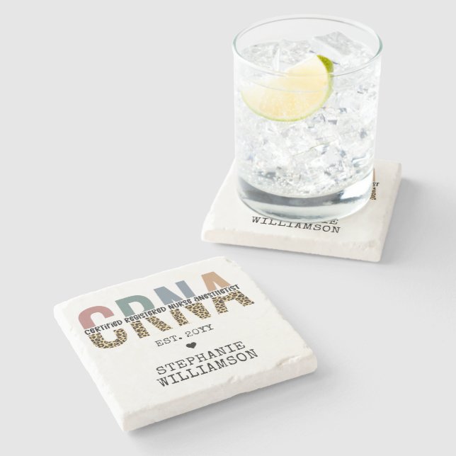Custom CRNA Certified Registered Nurse Anaesthetis Stone Coaster (Side)