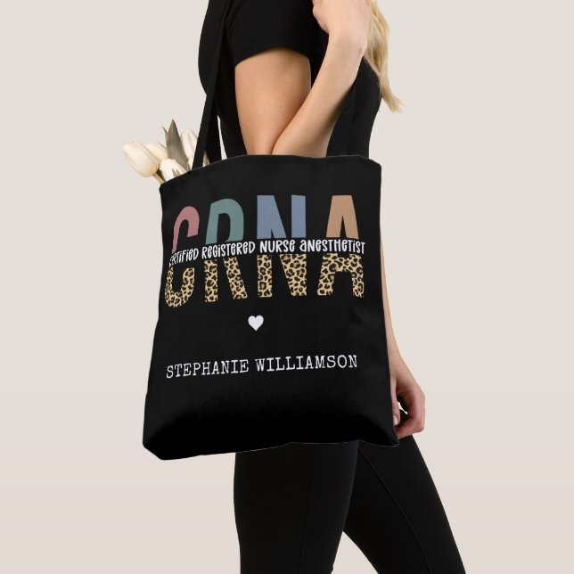Custom CRNA Certified Registered Nurse Anaesthetis Tote Bag (Close Up)