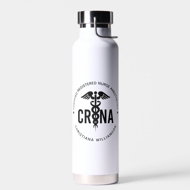 Custom CRNA Certified Registered Nurse Anaesthetis Water Bottle (Left)