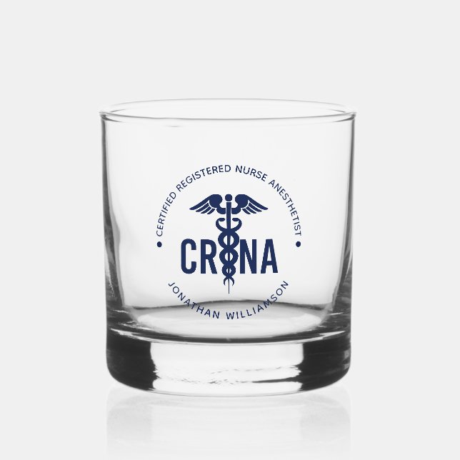 Custom CRNA Certified Registered Nurse Anaesthetis Whiskey Glass (Front)