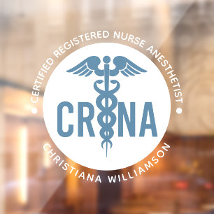 Custom CRNA Certified Registered Nurse Anaesthetis Window Cling