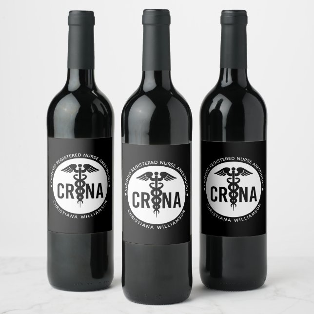 Custom CRNA Certified Registered Nurse Anaesthetis Wine Label (Bottles)